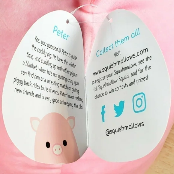 Squishmallow Peter the Pig 16" UltraSoft Stuffed Farm Pal Animal Plush Toy NWT